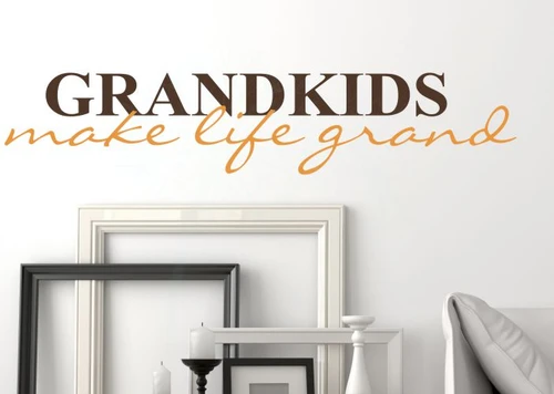 Grandkids Make Life Grand Wall Decals Sticker Vinyl Lettering, 2-color-Chocolate, Rust Orange