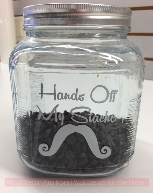 Hands Off My Stache Vinyl Lettering Glossy Decals Sticker, Set of 2