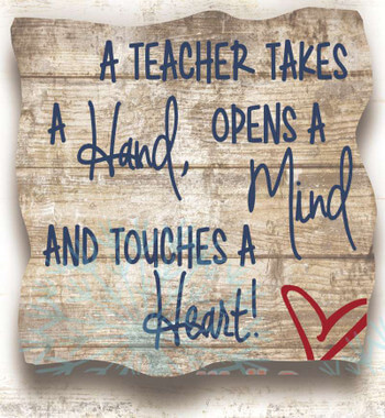 A Teacher Takes a Hand Touches a Heart Decal Sticker Wall Vinyl Lettering