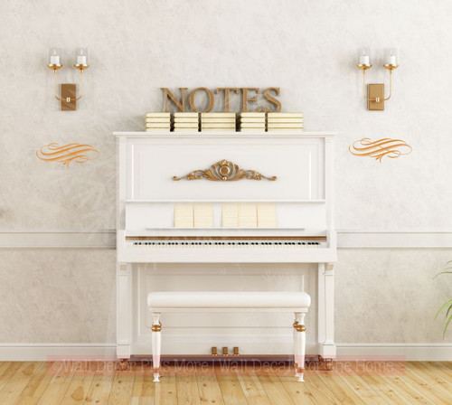 Swirly Vines Wall Art Decal Vinyl Stickers for Home DÃ©cor Set of 2-Rust Orange