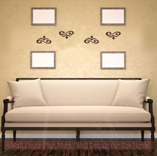 Decorative Home DÃ©cor Wall Art Decal Stickers, Set of 4 Scrolls-Chocolate