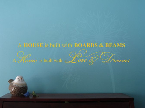 Home is Built With Love & Dreams Wall Lettering Wall Decal Vinyl Stickers-Mustard