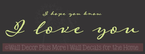 Hope You Know I Love You Wall Lettering Wall Decal Sticker Love Quotes