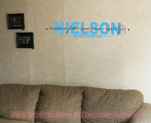 Personalized Founded on Faith Vinyl Lettering Christian Wall Decals Sticker