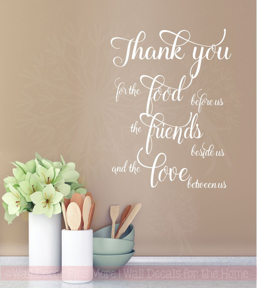 Thank You for the Food, Friends, Love Kitchen Sayings Wall Decal Stickers