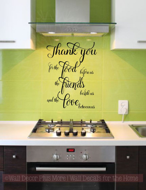 Thank You for the Food, Friends, Love Kitchen Sayings Wall Decal Stickers