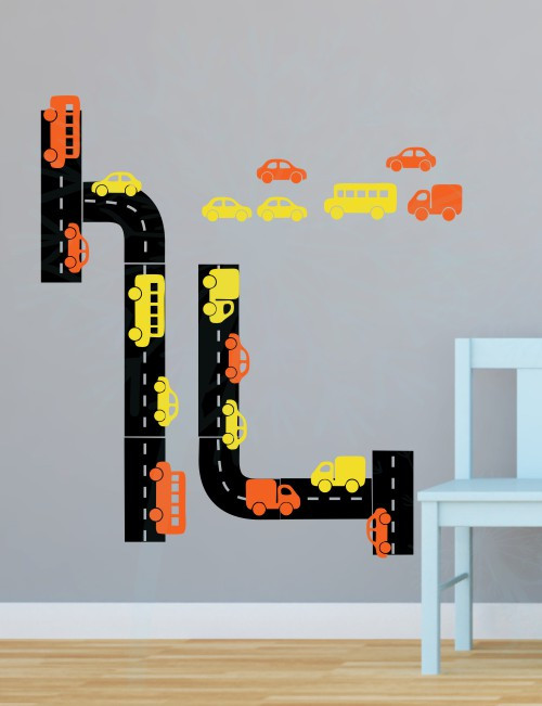 road tracks cars vehicles boys room vinyl wall art decals stickers