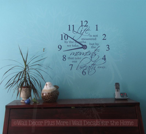 Life Measured Moments Take Your Breath Away Clock Wall Decal Vinyl Sticker for the Home-Deep Blue