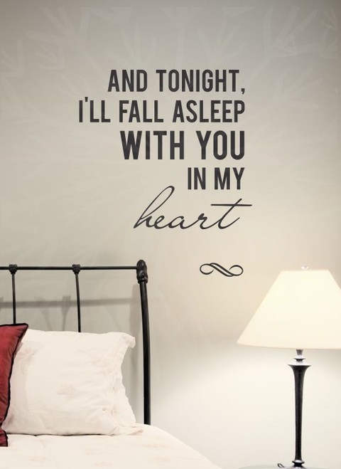 Fall Asleep With You In My Heart Vinyl Wall Decal Sticker Love Quotes Bedroom Decor