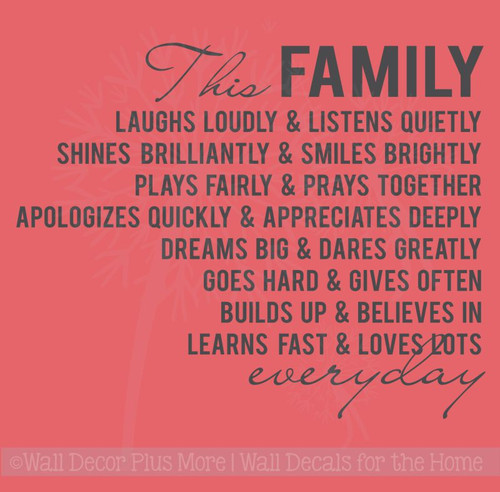 This Family Loves Lots Laughs Loudly Vinyl Lettering Family Wall Decals Quote