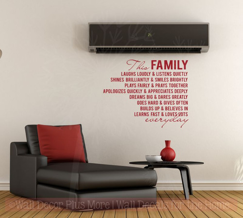This Family Loves Lots Laughs Loudly Vinyl Lettering Family Wall Decals Quote- Red