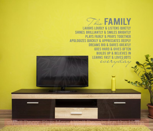 This Family Loves Lots Laughs Loudly Vinyl Lettering Family Wall Decals Quote- Storm Gray