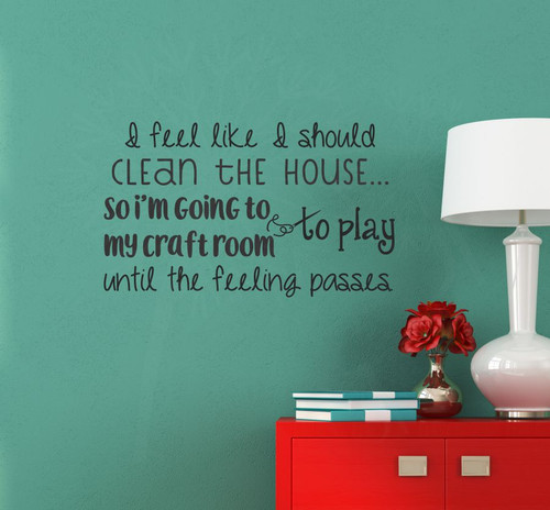 Clean The House Craft Room Funny Wall Letters Vinyl Decals Wall Art Stickers-Black
