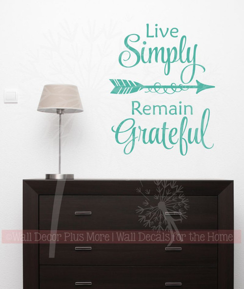 Live Simply, Remain Grateful Wall Vinyl Decals Inspirational Home Decor Stickers-Turquoise