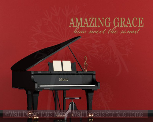 Amazing Grace How Sweet The Sound Vinyl Decals Wall Letters Wall Quotes for Home Decor-Metallic Gold