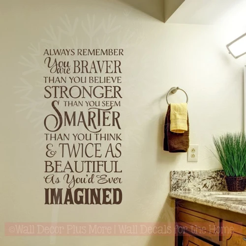 Remember You Are Braver Twice As Beautiful Vinyl Stickers Wall