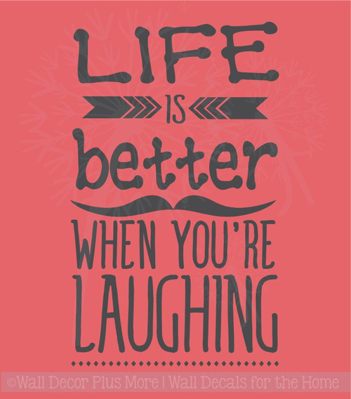 Life is Better Laughing Inspirational Wall Art Decals Arrow Wall Vinyl Lettering Quote