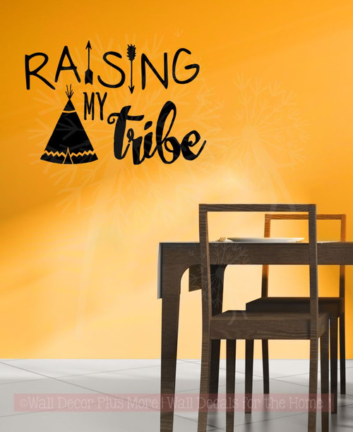 Raising My Tribe Family Wall Decals Home Decor Arrow Vinyl Lettering Quote-Black