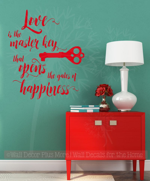 Love is the Key Vinyl Lettering Decals Wall Sticker Art Home Decor Quote-Cherry Red