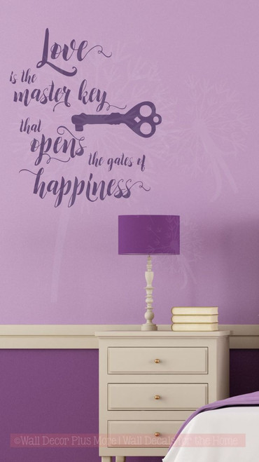 Love is the Key Vinyl Lettering Decals Wall Sticker Art Home Decor Quote-Plum