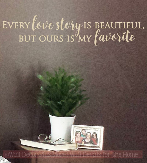 My Favorite Love Story Home Decor Vinyl Lettering Wall Stickers Quotes for Bedroom Decor Beige