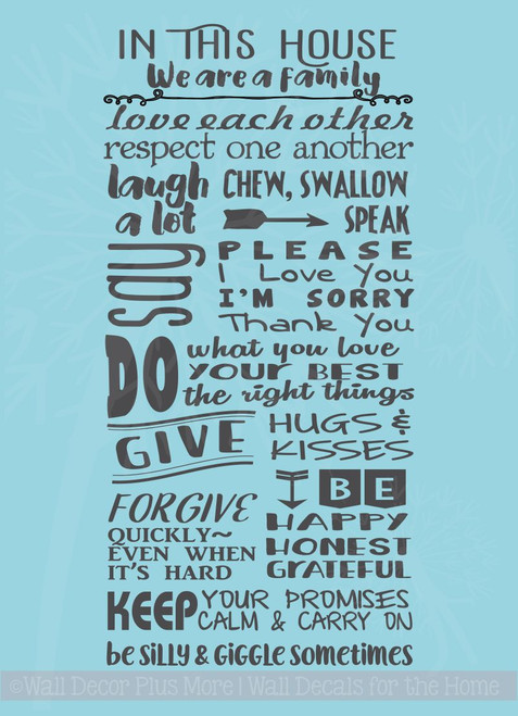 In This House We Are A Family Wall Decor Vinyl Lettering Decals Kitchen Wall Stickers