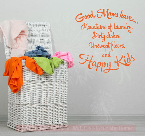 Good Moms Have Happy Kids Vinyl Lettering Decals Family Wall Stickers Quote-Orange