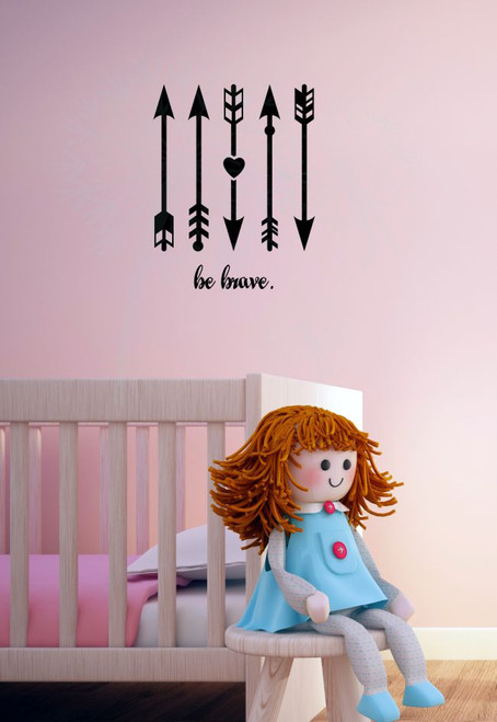 Be Brave with Arrows Wall Decals Stickers Vinyl Letters Art Motivational Home Decor-Black