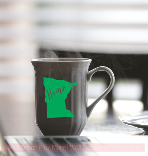 Home State Silhouette Mug Tumbler Decals Vinyl Lettering Rtic Yeti Sticker Art Green