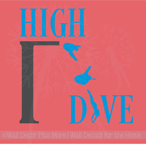 High Dive Vinyl Lettering Art Wall Decals Stickers Swimming Girls Room Decor