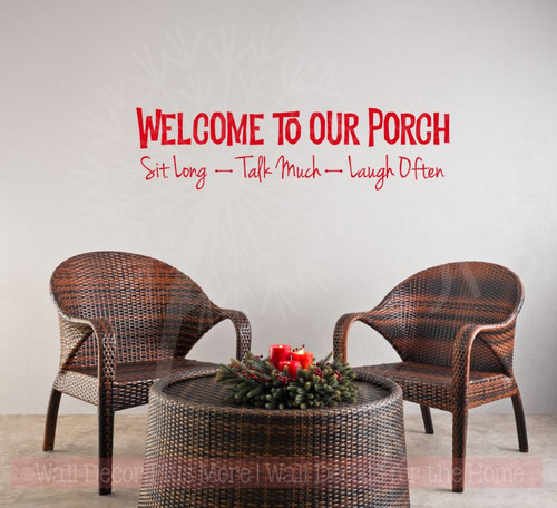 Welcome To Our Porch Wall Decals Quote Vinyl Lettering Stickers Entry Home Decor-Cherry Red
