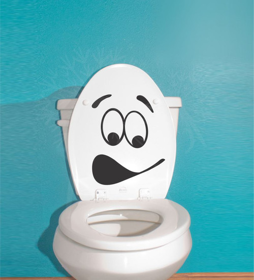 Toilet Face Vinyl Decals Fun Bathroom Sticker Art for Toilet Seat Decor