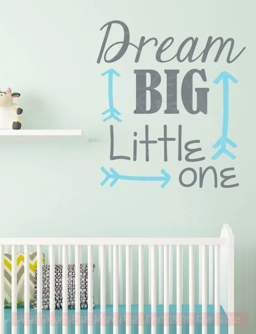 Dream Big Little One with Stars Wall Decal Nursery Quote