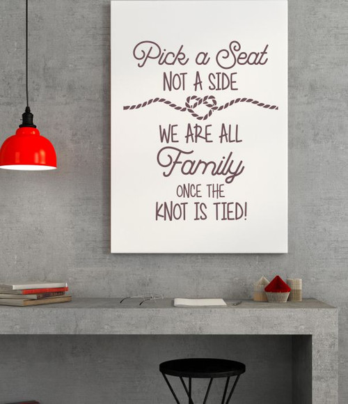 Pick a Seat Not a Side - Knot Is Tied Vinyl Lettering Decals Wall Stickers Wedding Celebration Decor Quote-Eggplant