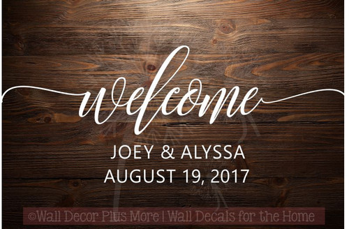 Welcome Personalized Wedding Vinyl Lettering Stickers Wall Decals for Home Decor Gift-White