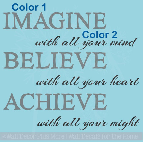 Imagine Believe Achieve Inspirational Vinyl Lettering Decals Wall Sticker Art School Decor Quote-2 color package