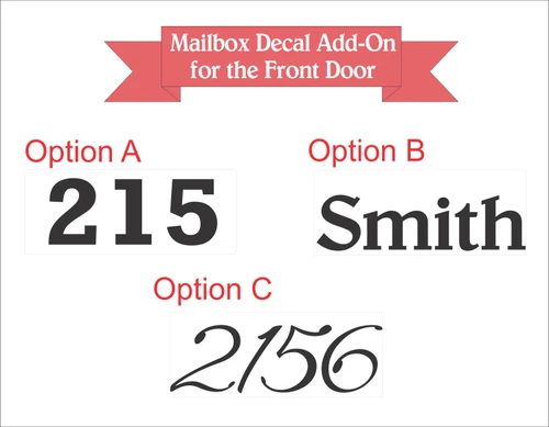 Mailbox Decal Add-On for Front Door Address Vinyl Stickers Choose 3 Options