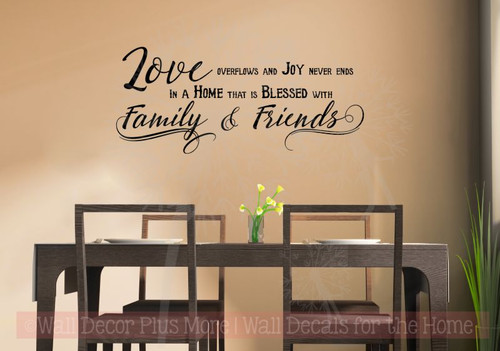 Love Overflows Joy Never Ends Family Home Vinyl Lettering Art Wall Decals Stickers Home Decor Quote-Black