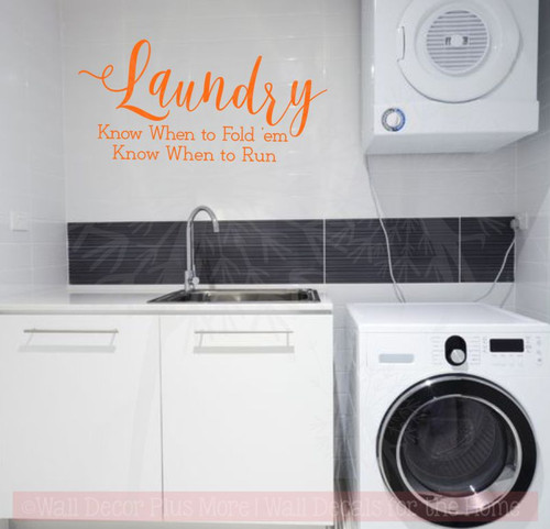 Laundry, Fold or Run Wall Stickers Decals Vinyl Lettering Art Home Decor Quote-Pastel Orange