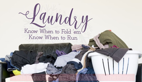 Laundry, Fold or Run Wall Stickers Decals Vinyl Lettering Art Home Decor Quote-Plum