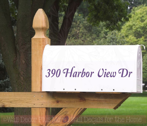 Mailbox Address Decals Single Line Personalized Vinyl Lettering Stickers Decor Plum on White Mailbox