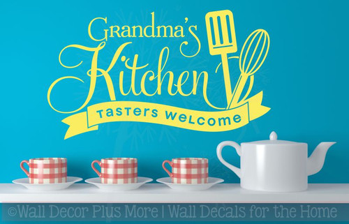 Grandma's Kitchen Tasters Welcome Vinyl Wall Decals Kitchen Decor Stickers-Light Yellow