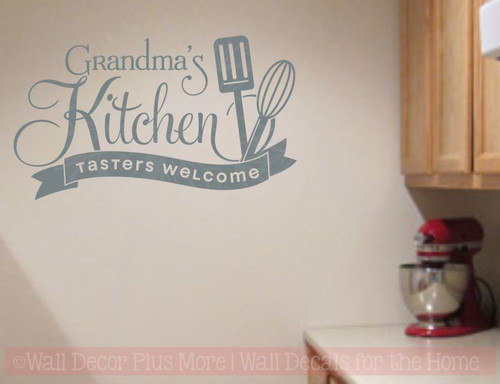 Grandma's Kitchen Tasters Welcome Vinyl Wall Decals Kitchen Decor Stickers-Storm Gray