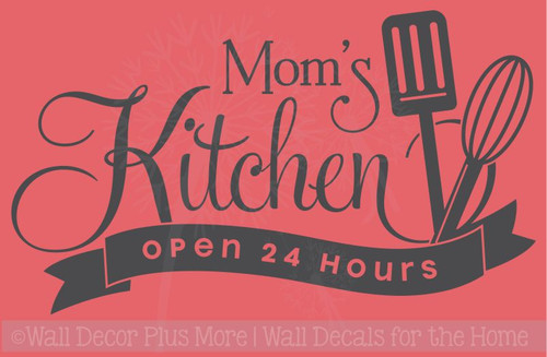 Mom's Kitchen Open 24 Hours Vinyl Family Wall Sticker Decals Kitchen Art