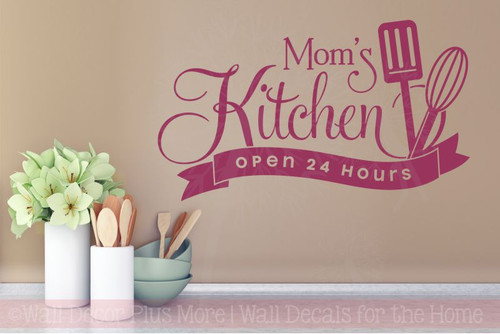 Mom's Kitchen Open 24 Hours Vinyl Family Wall Sticker Decals Kitchen Art-Berry