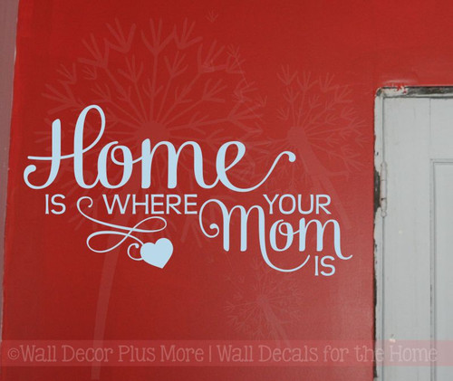 Home Is Where Mom Is Family Wall Decals Stickers Vinyl Letters Kitchen Quotes-Powder Blue