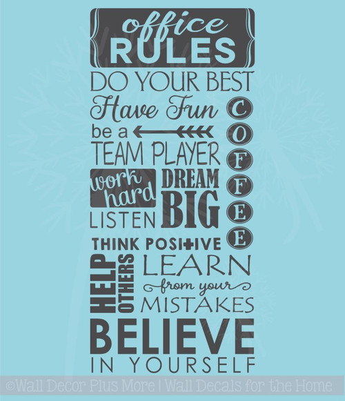 Office Rules Believe In Yourself Vinyl Lettering Art Wall Sticker Decals Work Sayings