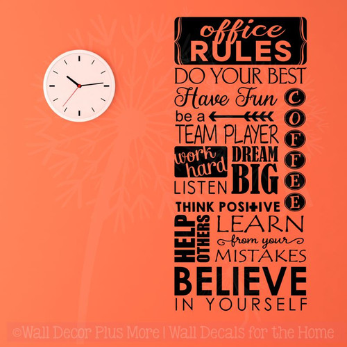 Office Rules Believe In Yourself Vinyl Lettering Art Wall Sticker Decals Work Sayings-Black