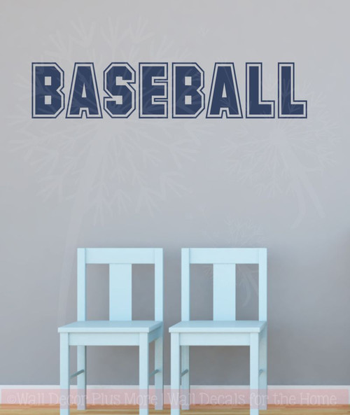 Baseball Sports Lettering Wall Decal Stickers For Kids Bedroom Decor-Deep Blue