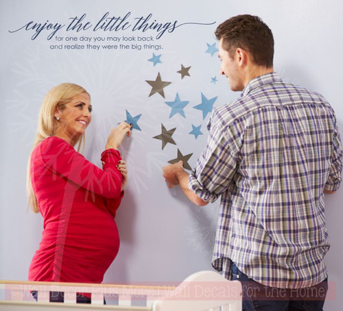 Enjoy Little Things, One Day Realize Big Things Family Wall Decals Vinyl Letters Stickers Inspirational Quote-Deep Blue